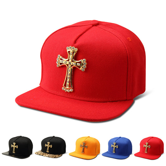 Hip-Hop European And American Personality All-Match Baseball Cap Map Diamond Cross Flat Brim Hat
