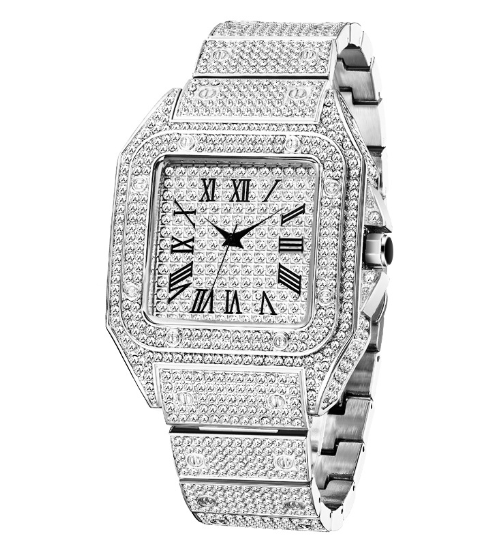 MISSFOX Ice Out Square Watch For Men Premier Distributers