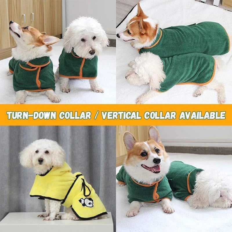 Pet Drying Coat Absorbent Bathrobe Towel Large Medium Small Dog Cat Super Fast Drying Moisture Bath Bags Robe Soft Adjustable Premier Distributers