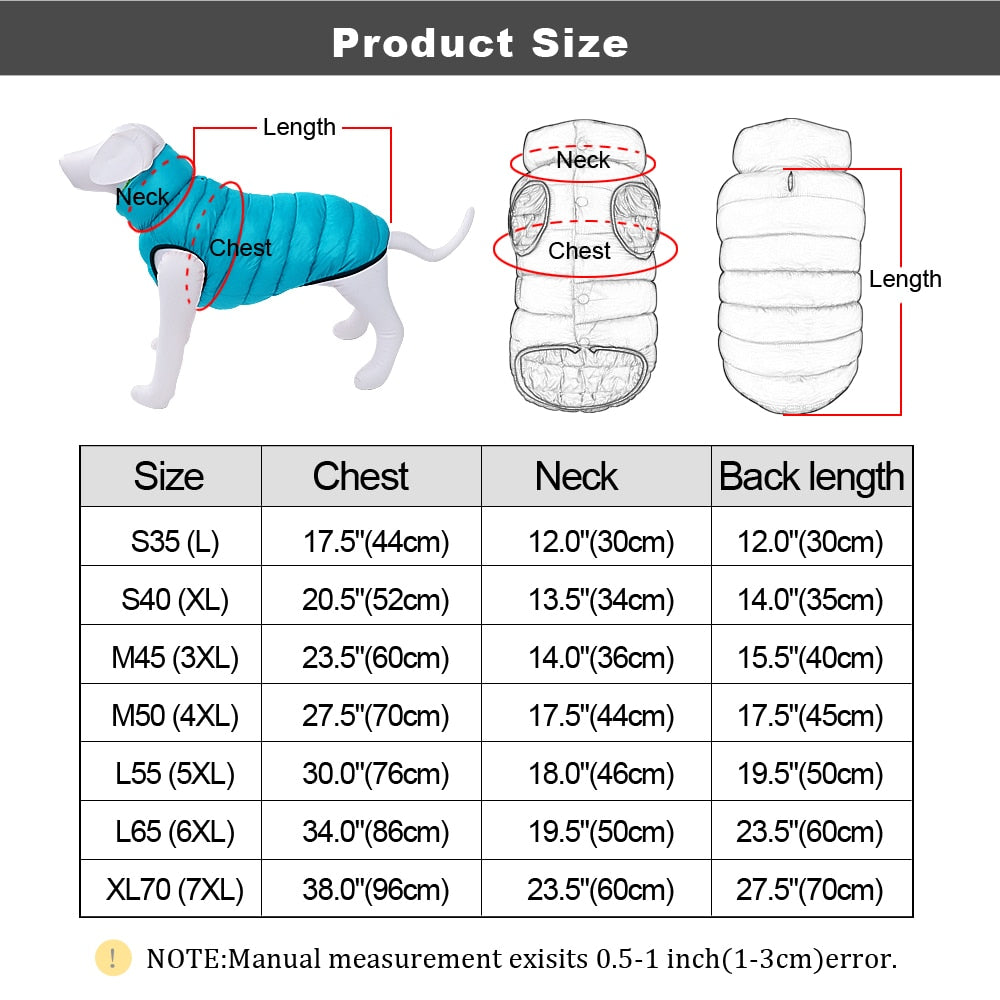 Warm Winter Dog Clothes Vest Reversible Dogs Jacket Coat 3 Layer Thick Pet Clothing Waterproof Outfit for Small Large Dogs Premier Distributers