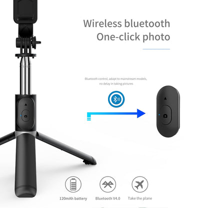 FANGTUOSI 2021 New Wireless selfie stick tripod Bluetooth Foldable Monopod With Led light remote shutter For iphone Wholesale Premier Distributers