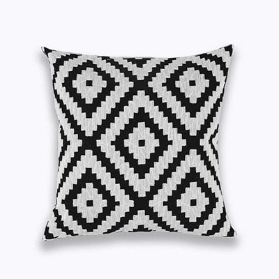 Home Decor Embroidered Cushion Cover Navy/White Pillowcase Canvas Cotton Square Embroidery Pillow Cover 45x45cm Quatrefoil The Good Home Store