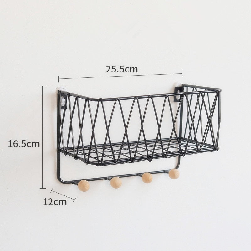 Iron Grid Wall Shelf Wall-mounted Storage Rack Hanger for Home Decor Ornaments Display Bonsai Holder The Good Home Store