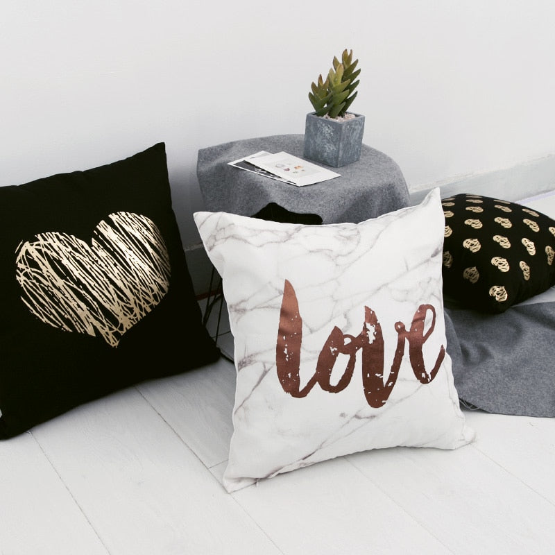 Black Golden Leaves Cushion Brozing Gold Foil Cushion Decorative Pillows Home Decor Throw Pillow Almofadas Decorativas Para Sofa The Good Home Store