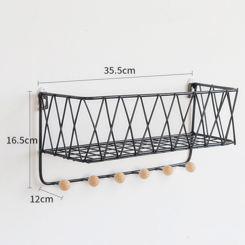 Iron Grid Wall Shelf Wall-mounted Storage Rack Hanger for Home Decor Ornaments Display Bonsai Holder The Good Home Store