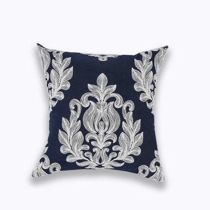 Home Decor Embroidered Cushion Cover Navy/White Pillowcase Canvas Cotton Square Embroidery Pillow Cover 45x45cm Quatrefoil The Good Home Store