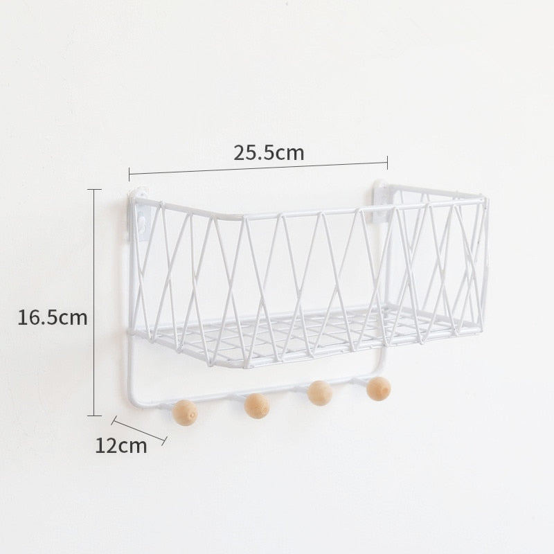 Iron Grid Wall Shelf Wall-mounted Storage Rack Hanger for Home Decor Ornaments Display Bonsai Holder The Good Home Store