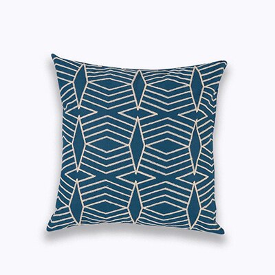 Home Decor Embroidered Cushion Cover Navy/White Pillowcase Canvas Cotton Square Embroidery Pillow Cover 45x45cm Quatrefoil The Good Home Store