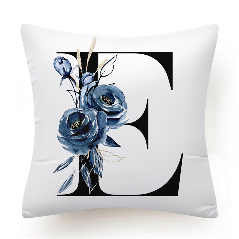 Floral Alphabet Cushion Cover 45x45 Blue Flowers Pillowcase Decorative Sofa Cushions Throw Pillows Cover Home Decor Pillow Cases The Good Home Store