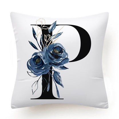 Floral Alphabet Cushion Cover 45x45 Blue Flowers Pillowcase Decorative Sofa Cushions Throw Pillows Cover Home Decor Pillow Cases The Good Home Store