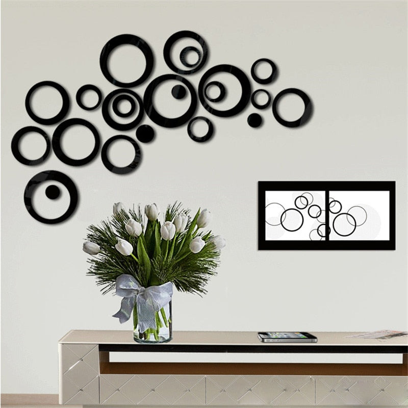 5pcs 3d Mirror Acrylic Wall Stickers Circle Decorative Stickers Room Decoration Home Decor Living Room Luxury Style Bedroom The Good Home Store