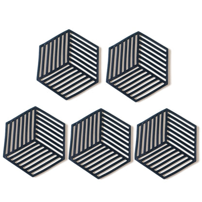 5Pcs Silicone Dining Table Placemat Coaster Cup Hexagon Mats Heat-insulated Bowl Home Decor Desktop Eco-friendly Insulated Pad The Good Home Store