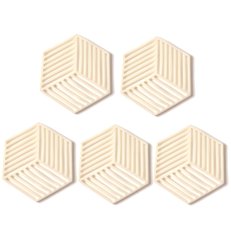 5Pcs Silicone Dining Table Placemat Coaster Cup Hexagon Mats Heat-insulated Bowl Home Decor Desktop Eco-friendly Insulated Pad The Good Home Store