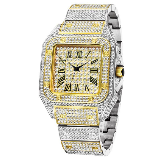 MISSFOX Ice Out Square Watch For Men Premier Distributers
