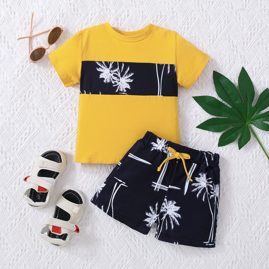 Kids Graphic Tee and Printed Shorts Set Trendsi