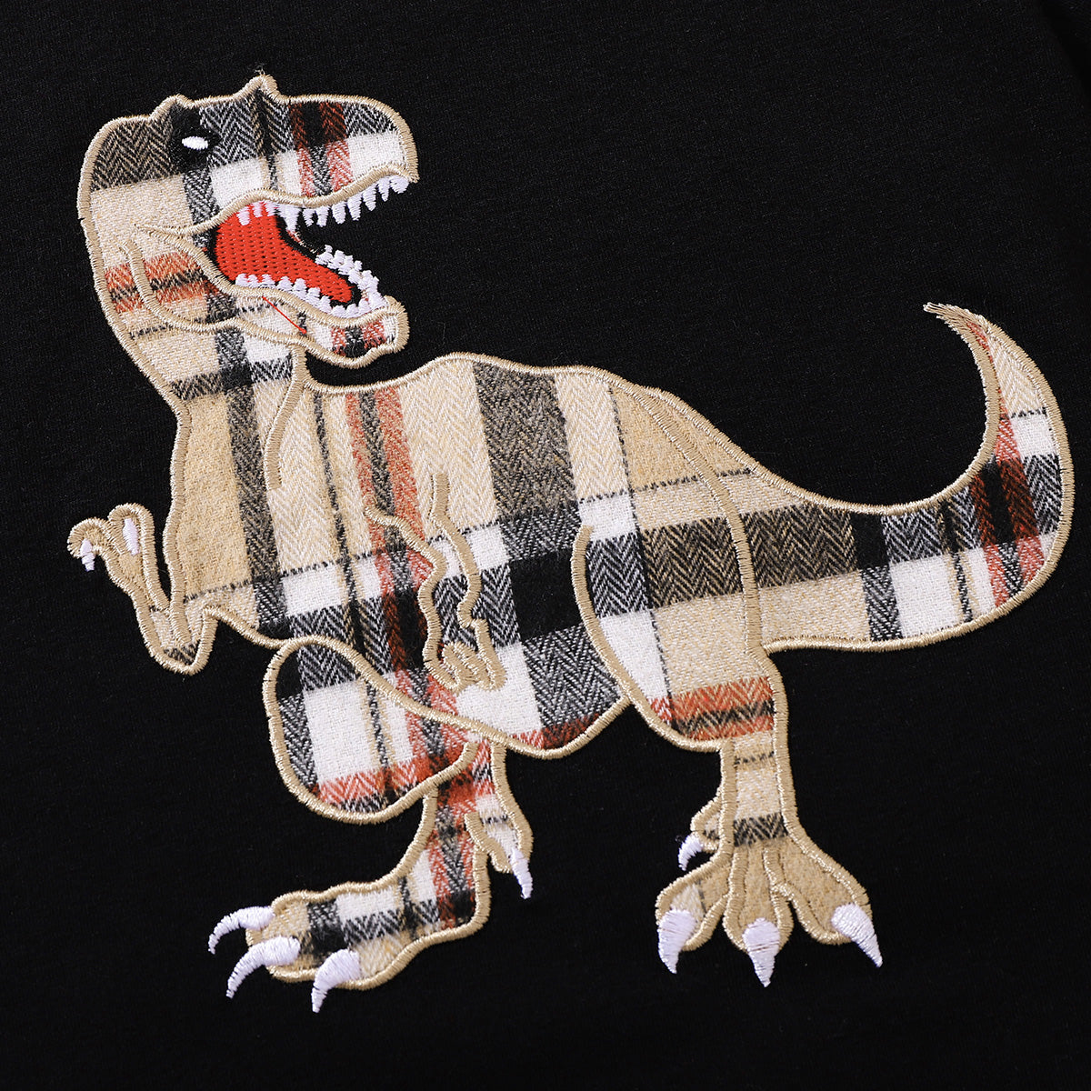 Kids Dinosaur Graphic Tee and Plaid Shorts Set Trendsi