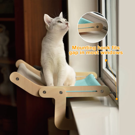 Mewoofun Sturdy Cat Window Perch Wooden Assembly Hanging Bed Cotton Canvas Easy Washable Multi-Ply Plywood Hot Selling Hammock Premier Distributers