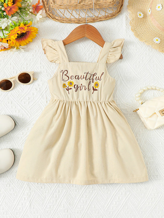 BEAUTIFUL GIRL Embroidered Graphic Square Neck Dress Trendsi