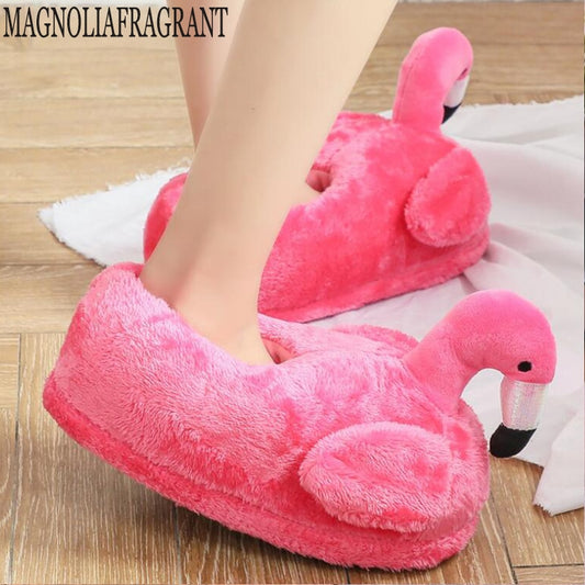 Winter lovely Home Slippers Chausson Shoes Women Flamingo slippers pantuflas unicornio pantoufle femme Warm Cotton Shoes hy24 The Good Home Store