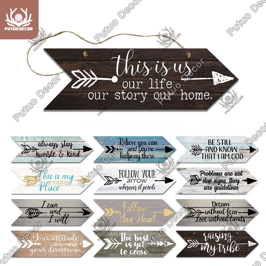 Putuo Decor Hope Wooden Arrow Signs Friendship Wooden Plaque for Wood Hanging Sign Living Room Wall Decor Rustic Home Decor The Good Home Store
