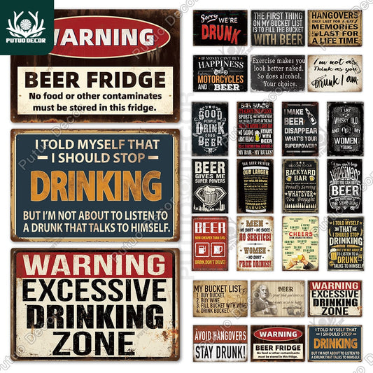 Putuo Decor Drink Vintage Metal Plaque Tin Sign Funny Beer Drinker Wine Lover for Bar Pub Club Kitchen Home Man Cave Wall Decor The Good Home Store