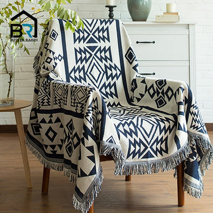 Europe Style Sofa Throw Blanket Cotton Thread Knitted Blanket With Tassel Geometry Bohemian Sofa Cover Bed Blanket Home Decor The Good Home Store