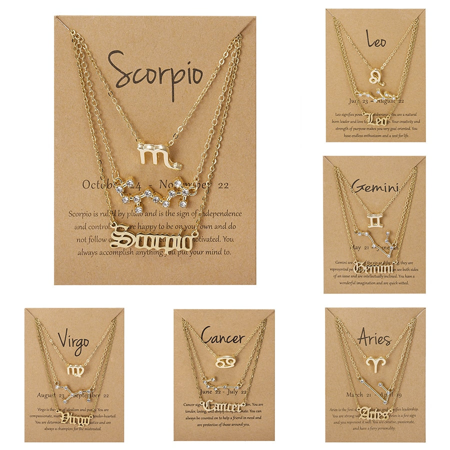 Zodiac Sign Necklace With Cardboard Card Premier Distributers