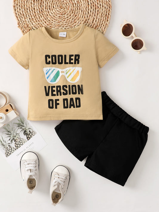 Boys COOLER VERSION OF DAD Tee and Shorts Set Trendsi